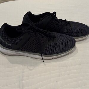 Reebok Black and White Knit Running Shoes